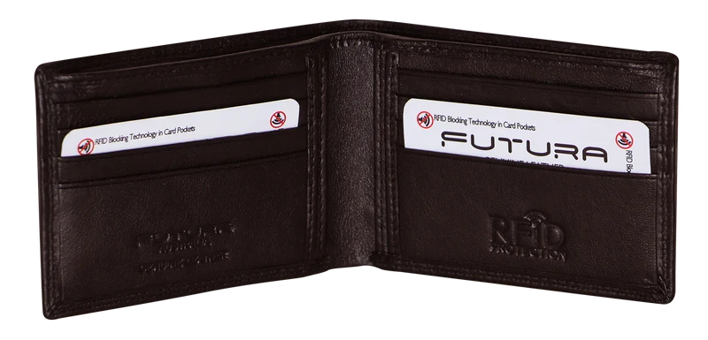 Futura Mens RFID Slim Leather Wallet - Brown