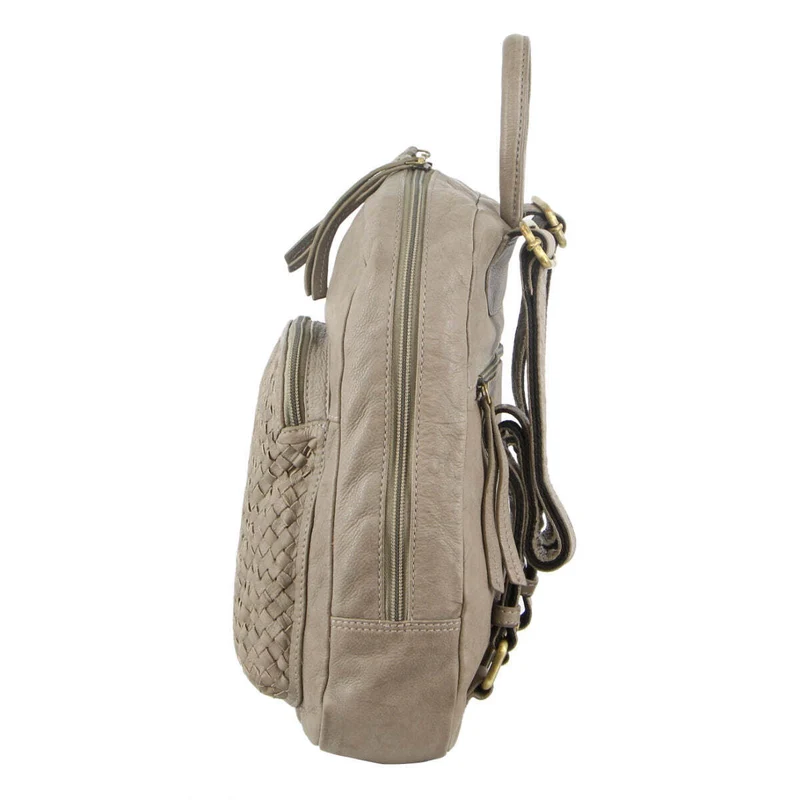 Pierre Cardin Womens Woven Leather Backpack + Cross-Body Bags 3Pc Set (Sky Blue)
