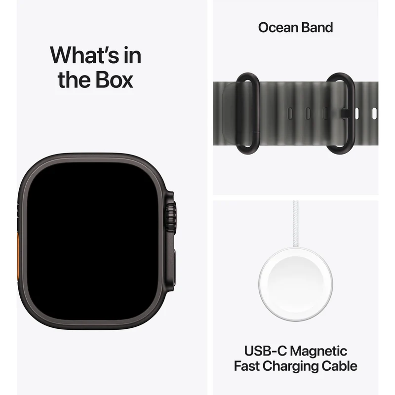 Apple Watch Ultra 4 49mm Black Titanium Case GPS + Cellular Translucent Ocean Band (Black)