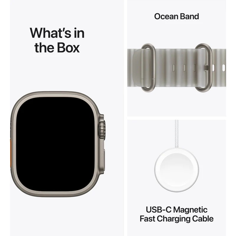 Apple Watch Ultra 4 49mm Natural Titanium Case GPS + Cellular with Translucent Ocean Band (Grey)
