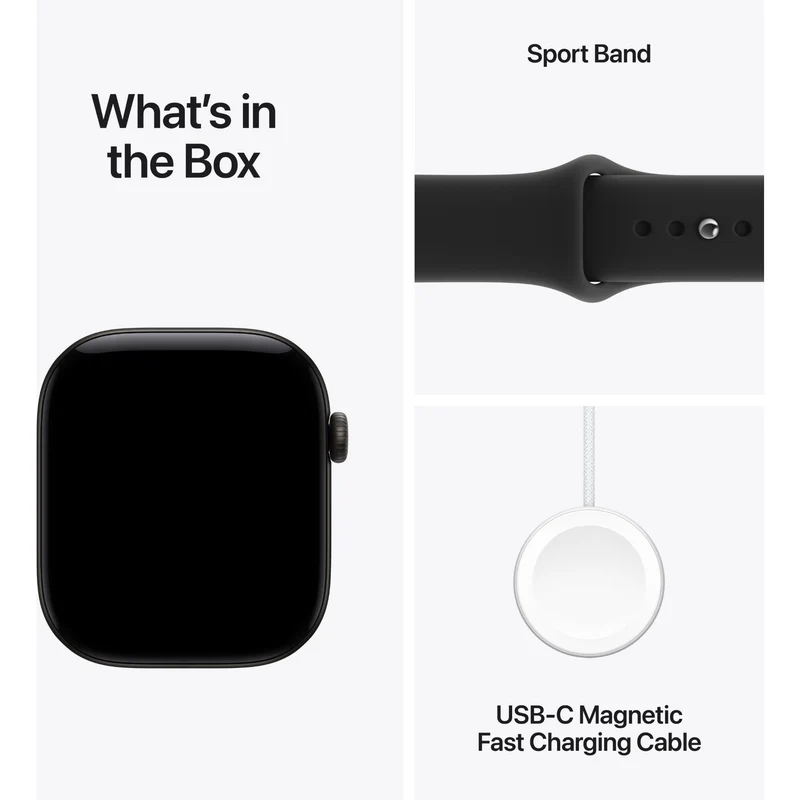 Apple Watch Series 12 46mm Black Aluminium Case GPS Sport Band (S/M) [Black]