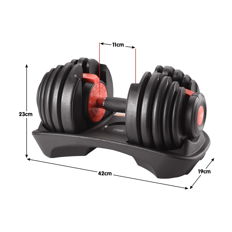 Powertrain 2x 24kg Adjustable Dumbbells Set (Red)