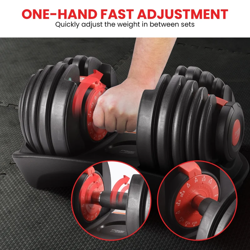 Powertrain 2x 24kg Adjustable Dumbbells Set (Red)