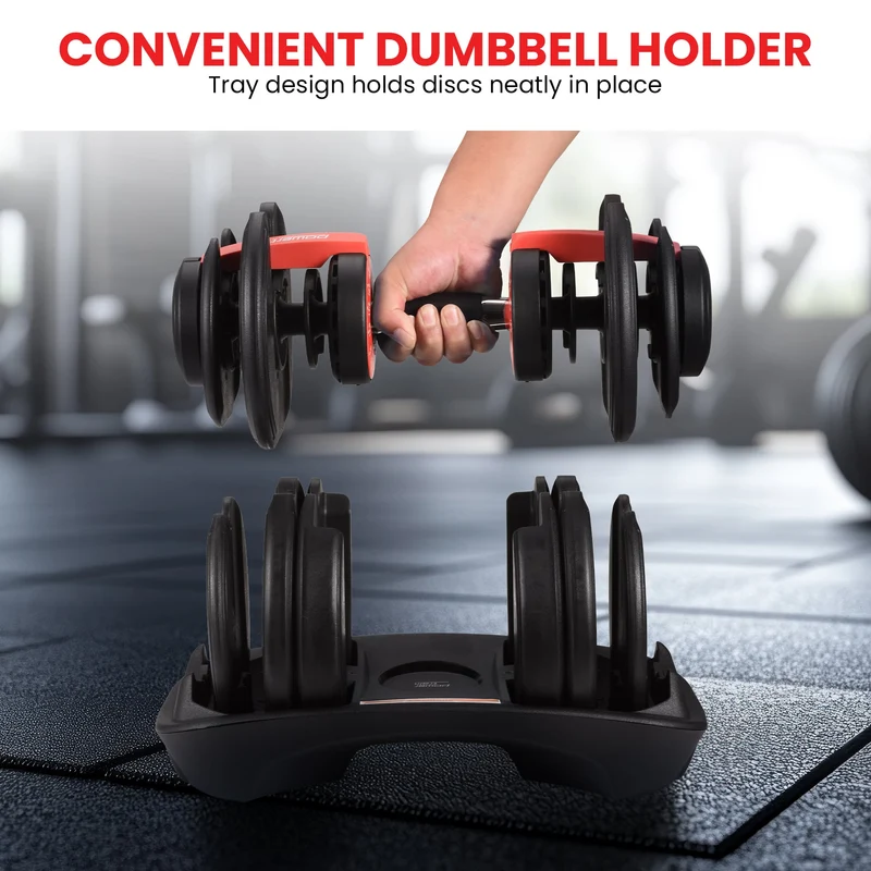 Powertrain 2x 24kg Adjustable Dumbbells Set (Red)