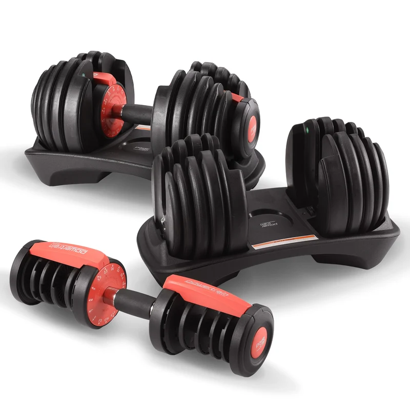 Powertrain 2x 24kg Adjustable Dumbbells Set (Red)