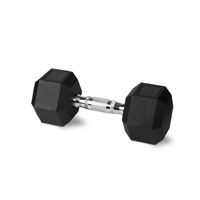Bodyworx Rubber Hex Dumbbell 30kg Chromed Grip Home Gym Workout