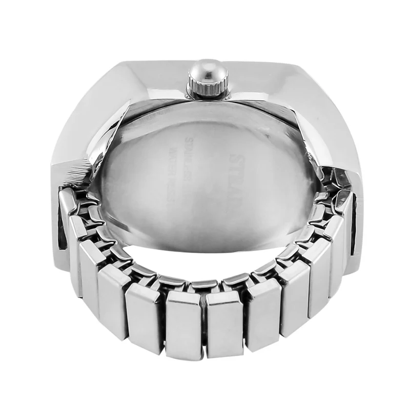 STRADA - Ringuhr mit blauem Kristall und Weißkristall, Japanischem Uhrwerk, 7.5 cm, Reiner Edelstahl, vergoldet