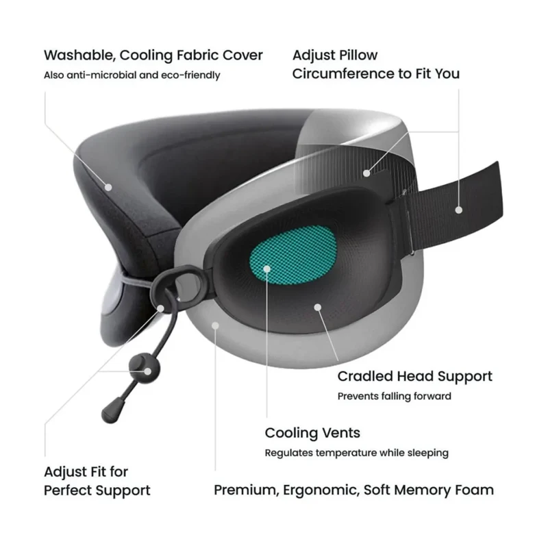 Cabeau Evolution X Memory Foam Travel Neck Pillow Diamond Adjustable Black