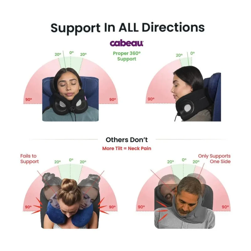 Cabeau Evolution X Memory Foam Travel Neck Pillow Diamond Adjustable Black