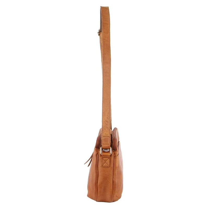 Milleni Women's Nappa Leather Shoulder Crossbody Bag 28x22cm Cognac