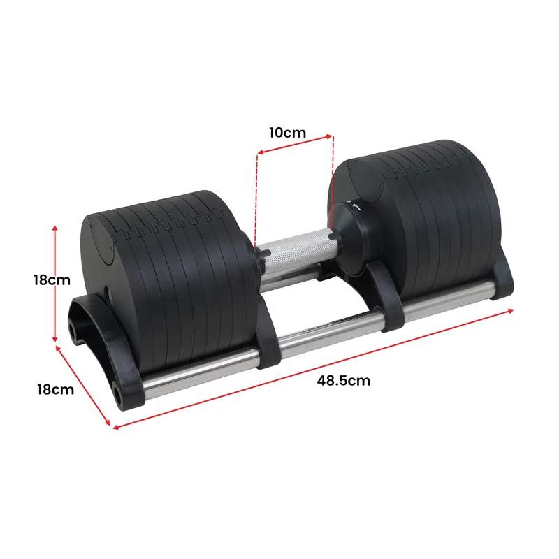 Powertrain Eon 72kg Adjustable Dumbbell Pair with Stand 2x 36kg Quick Dial Weights Set for Home Gym Strength Training