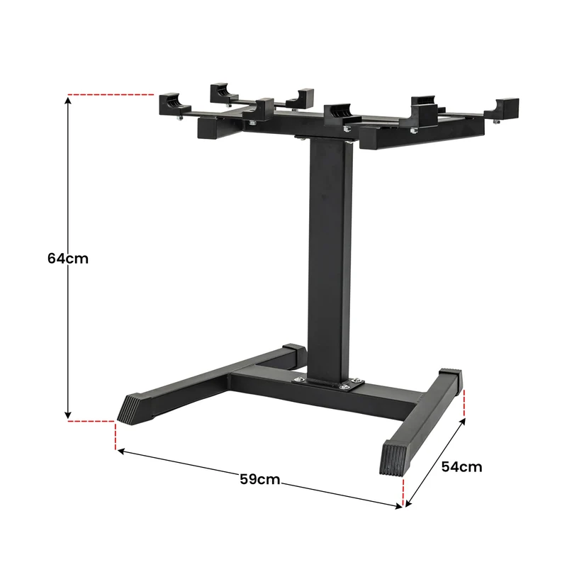 Powertrain Eon 90kg Adjustable Dumbbells Pair with Stand 2x 45kg Quick Dial Weight Set for Home Gym Strength Training