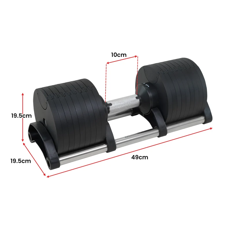 Powertrain Eon 90kg Adjustable Dumbbells Pair with Stand 2x 45kg Quick Dial Weight Set for Home Gym Strength Training
