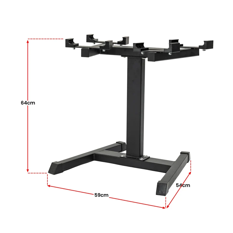 Powertrain Eon 90kg Adjustable Dumbbells Pair with Stand 5-45kg Quick Dial Weight Set for Home Gym Strength Training