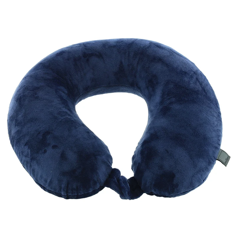 Milleni Travel Memory Foam Neck Pillow w/ Snap Button Closure Blue