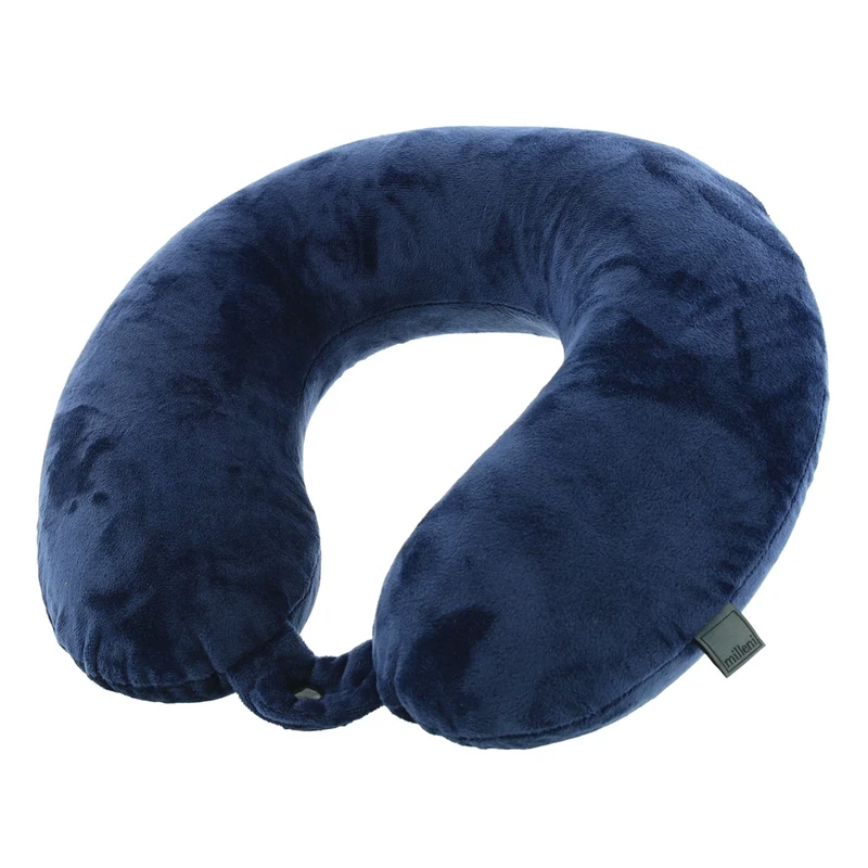 Milleni Travel Memory Foam Neck Pillow w/ Snap Button Closure Blue