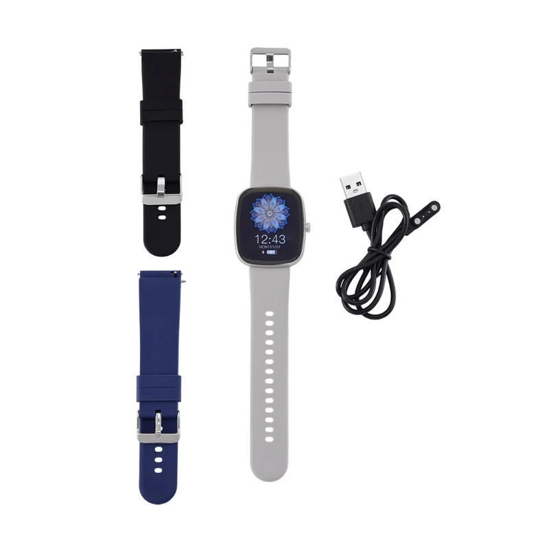 V510 Smartwatch, 4-in-1 Set, 1x Smartwatch, 3x Wechselarmbänder, Wasserdichtes Gehäuse, Silikonband, Blau