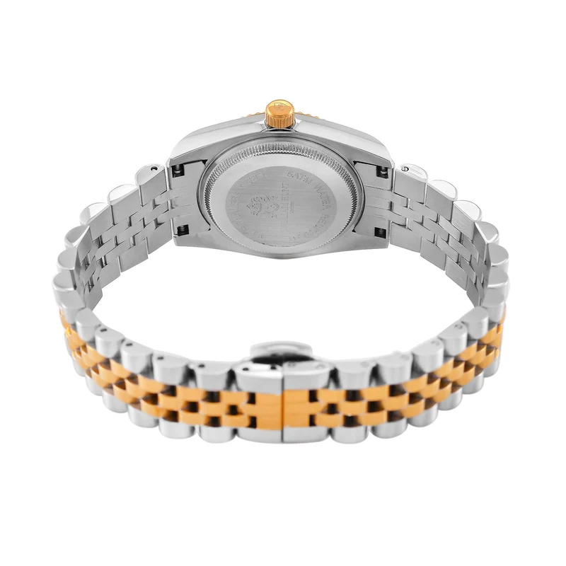 William Hunt Moissanit-Uhr - Bicolor Edelstahlarmband mit Ronda 763 Swiss Movement und gelbem Leoparden-Zifferblatt