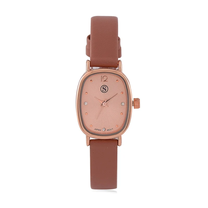 STRADA PC21S Uhr mit Japanischem Uhrwerk, Roségoldfarbenem Gehäuse und Kaffeebraunem PU-Armband