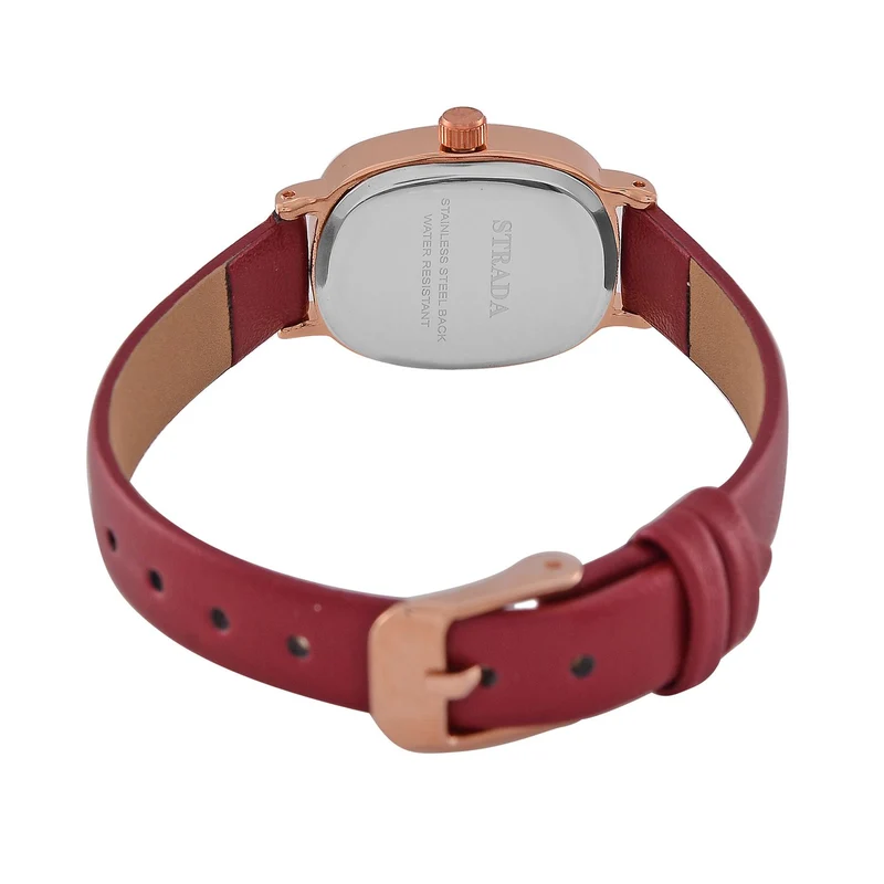 STRADA PC21S Uhr mit Japanischem Uhrwerk, Roségoldfarbenem Gehäuse und Kaffeebraunem PU-Armband