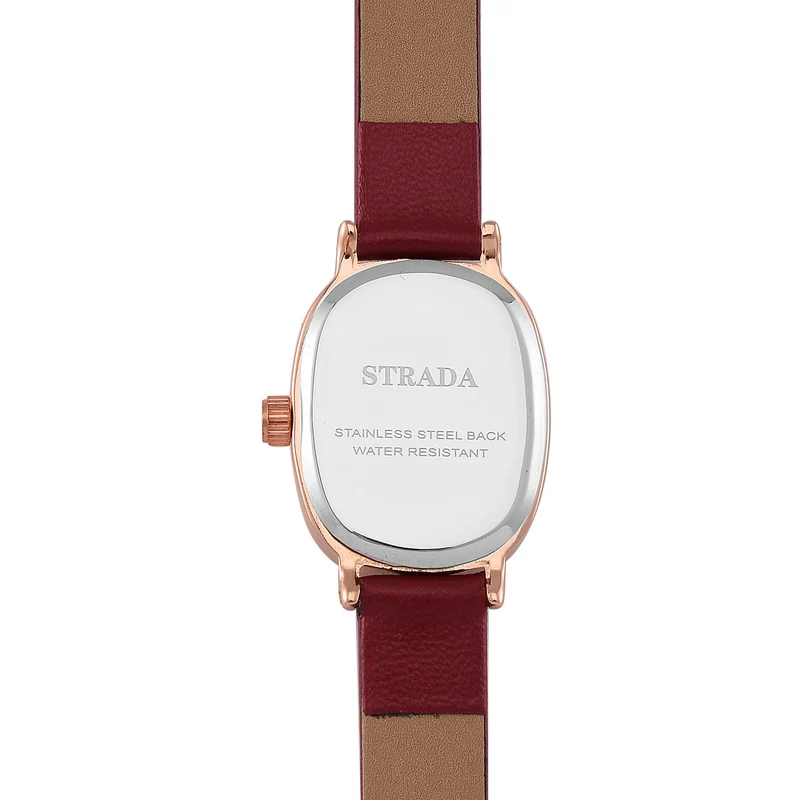 STRADA PC21S Uhr mit Japanischem Uhrwerk, Roségoldfarbenem Gehäuse und Kaffeebraunem PU-Armband
