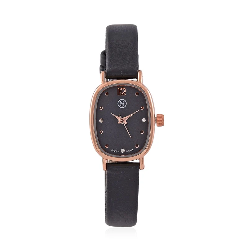 STRADA PC21S Uhr mit Japanischem Uhrwerk, Roségoldfarbenem Gehäuse und Kaffeebraunem PU-Armband