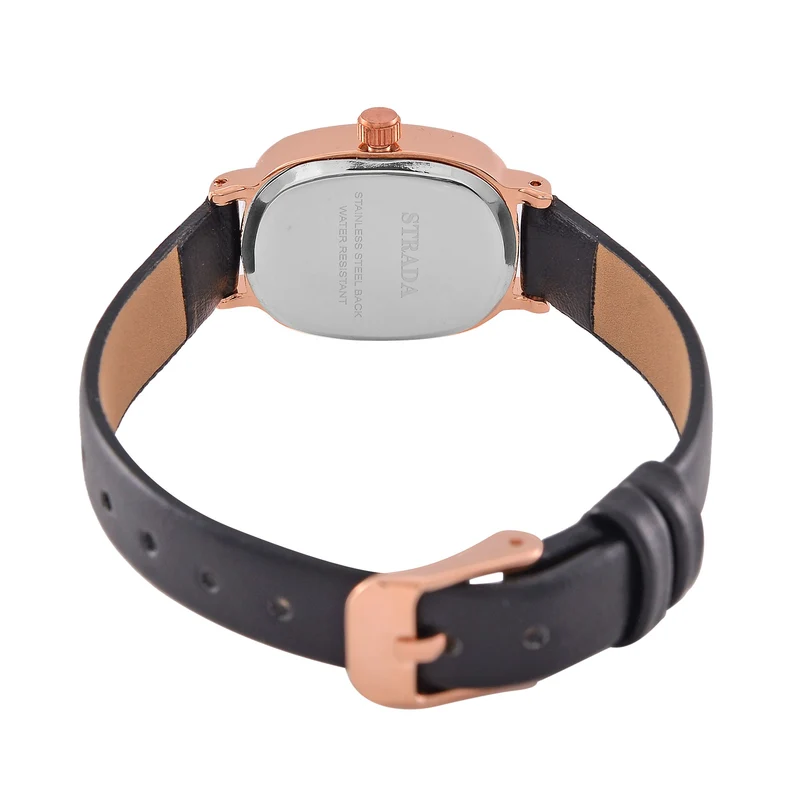 STRADA PC21S Uhr mit Japanischem Uhrwerk, Roségoldfarbenem Gehäuse und Kaffeebraunem PU-Armband