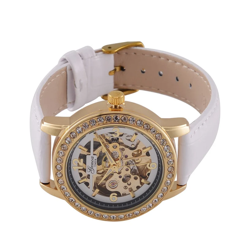 GENOA TIME V2 Automatik-Uhr mit Mechanischem Uhrwerk, Roségoldfarbenem Gehäuse und Blauem Lederarmband
