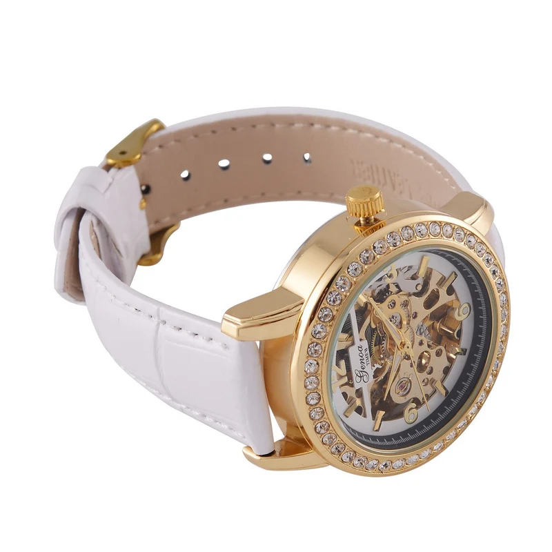 GENOA TIME V2 Automatik-Uhr mit Mechanischem Uhrwerk, Roségoldfarbenem Gehäuse und Blauem Lederarmband