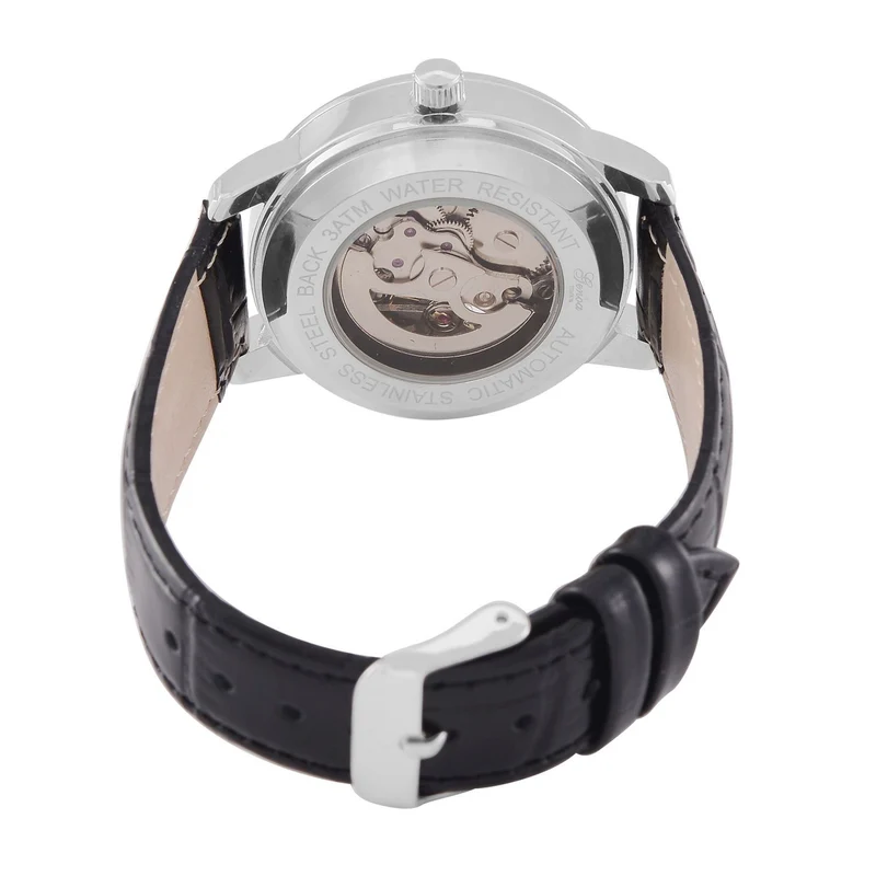 GENOA TIME V2 Automatik-Uhr mit Mechanischem Uhrwerk, Roségoldfarbenem Gehäuse und Blauem Lederarmband