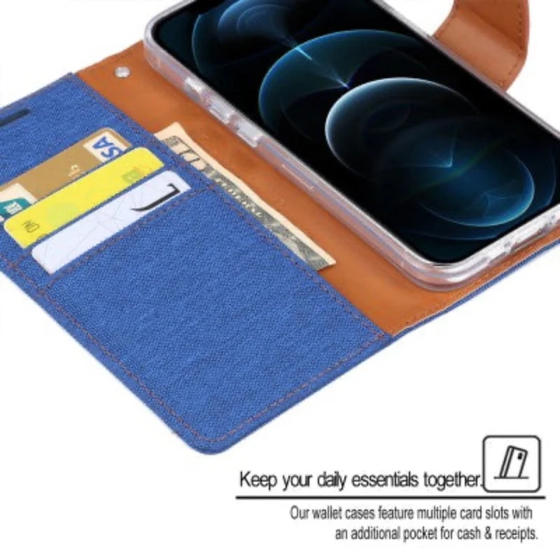 Goospery Canvas Diary case for iPhone 14 Plus - Navy