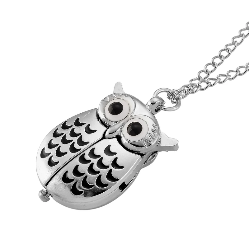 STRADA Eulen-Uhr, Aufklapp-Flügel-Design PC21S Japanisches Uhrwerk, Edelstahlboden, wasserresistenter Konstruktion, Silberfarben