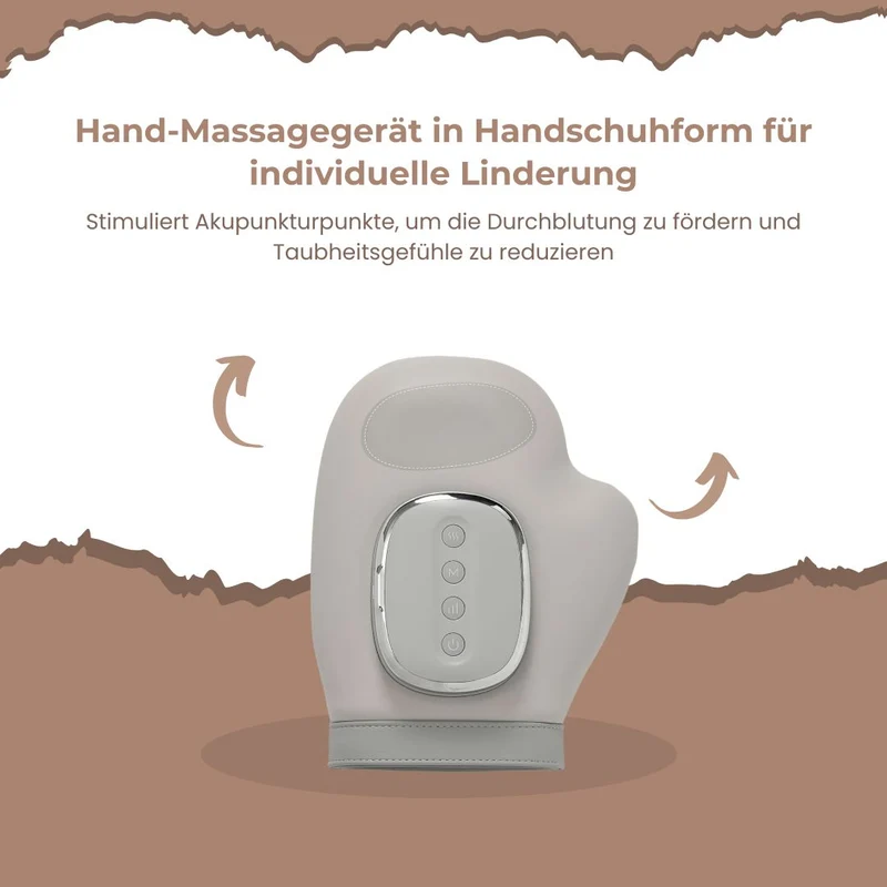 Kabelloser Handmassage-Handschuh aus ABS und Leder, 19 x 24,5 x 10 cm, Grau