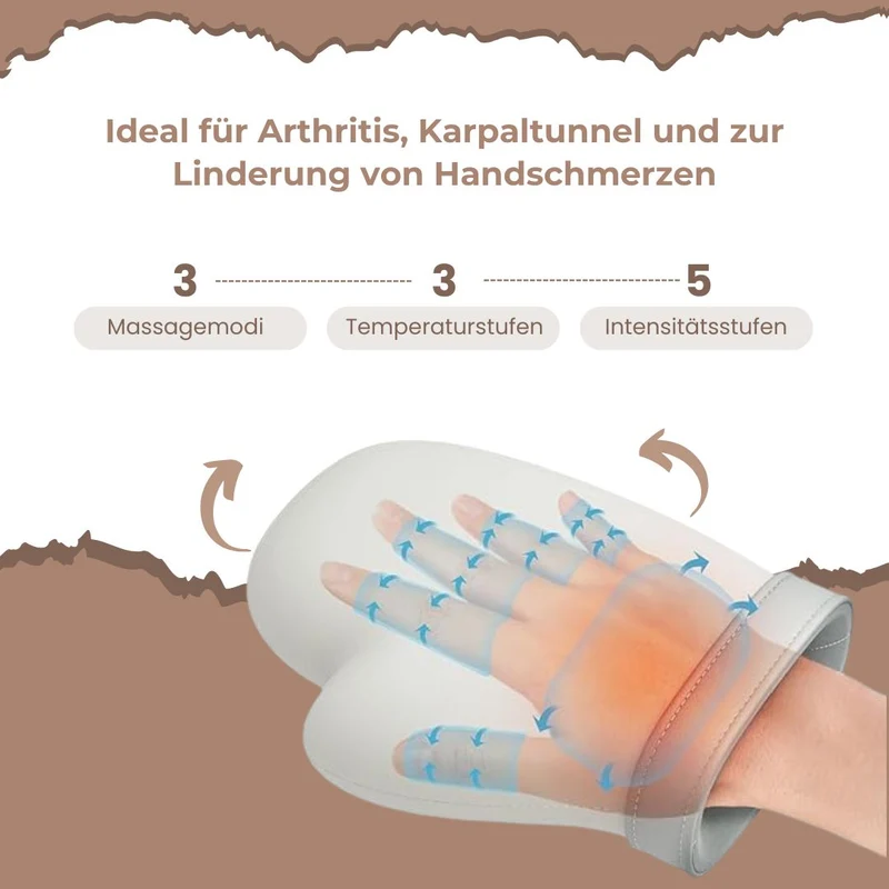 Kabelloser Handmassage-Handschuh aus ABS und Leder, 19 x 24,5 x 10 cm, Grau
