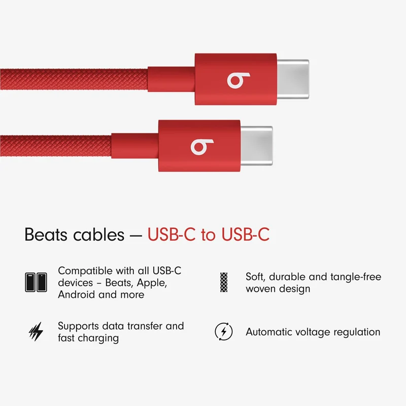 Beats USB-C to USB-C Woven Cable 1.5m (Rapid Red)