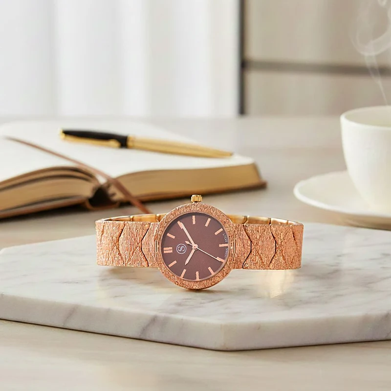 STRADA - Japanisches Uhrwerk, Weiß Zifferblatt mit Roségoldplattiertem Alloy Armband, 20 cm