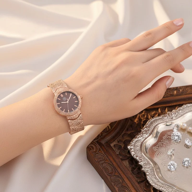 STRADA - Japanisches Uhrwerk, Weiß Zifferblatt mit Roségoldplattiertem Alloy Armband, 20 cm