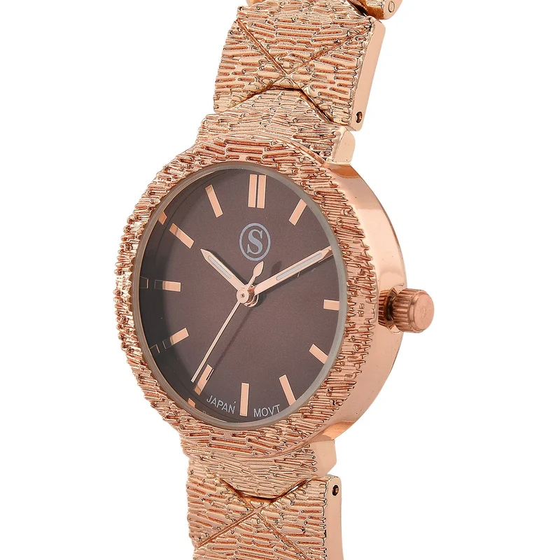 STRADA - Japanisches Uhrwerk, Weiß Zifferblatt mit Roségoldplattiertem Alloy Armband, 20 cm