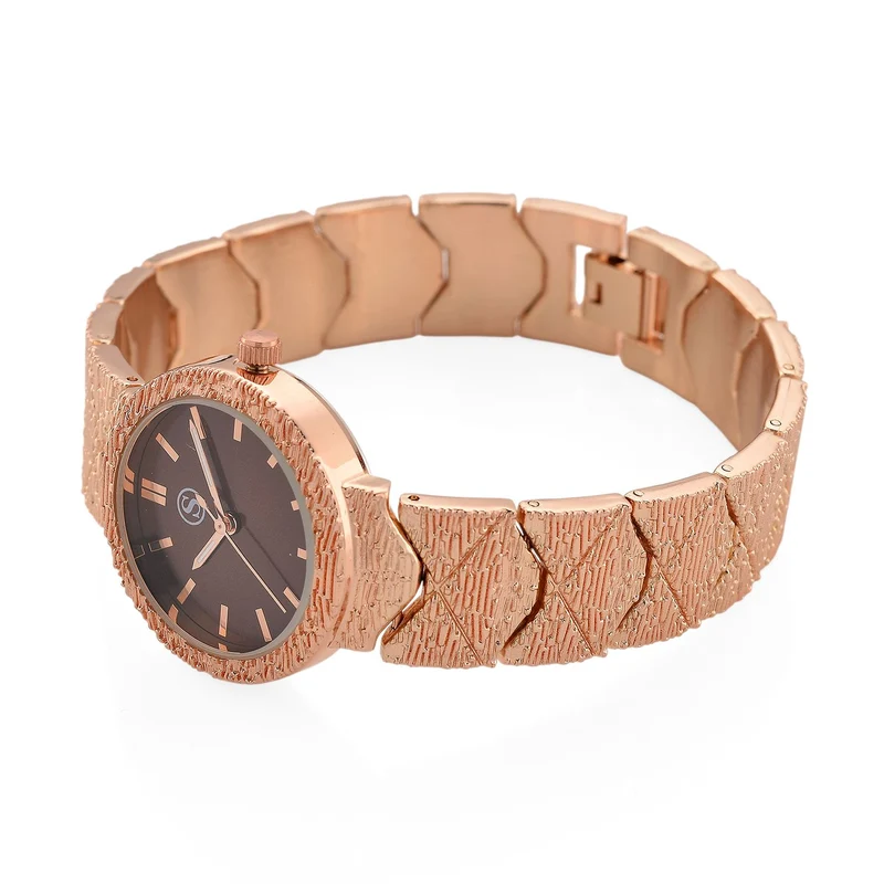 STRADA - Japanisches Uhrwerk, Weiß Zifferblatt mit Roségoldplattiertem Alloy Armband, 20 cm