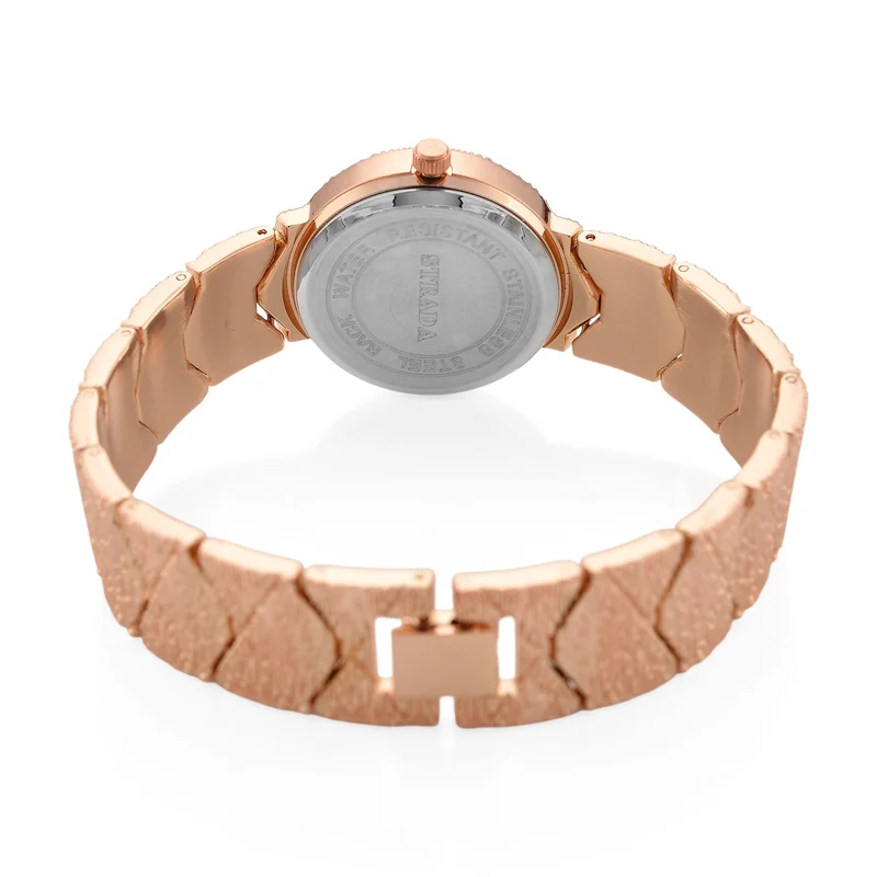 STRADA - Japanisches Uhrwerk, Weiß Zifferblatt mit Roségoldplattiertem Alloy Armband, 20 cm