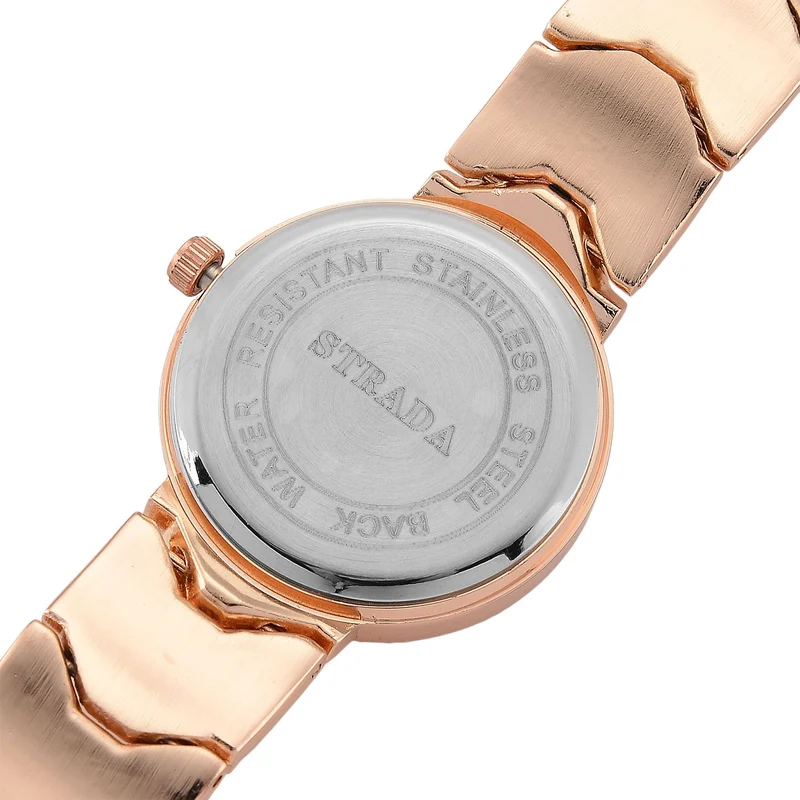 STRADA - Japanisches Uhrwerk, Weiß Zifferblatt mit Roségoldplattiertem Alloy Armband, 20 cm