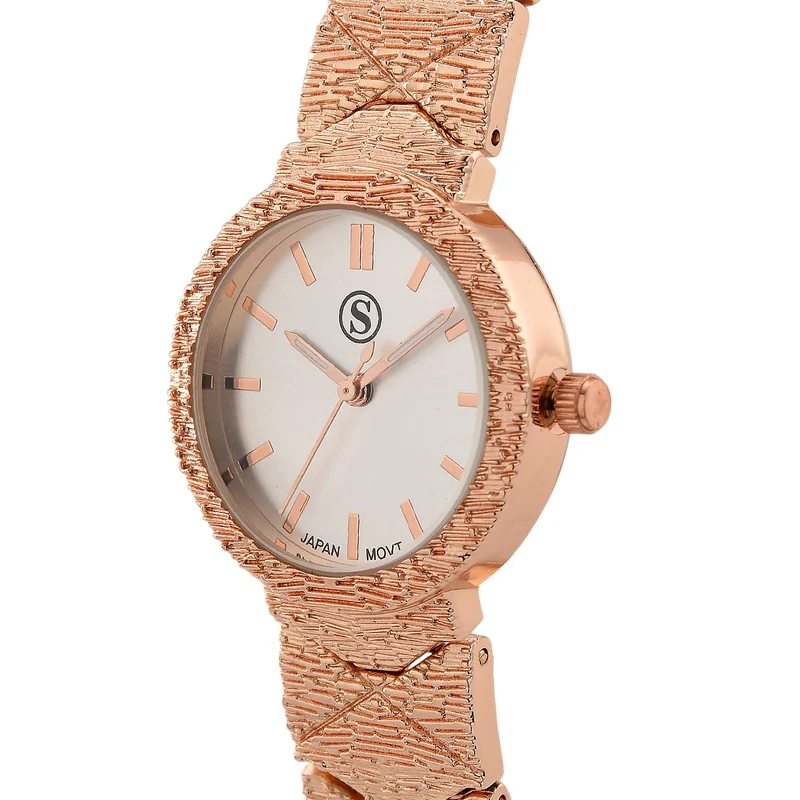 STRADA - Japanisches Uhrwerk, Weiß Zifferblatt mit Roségoldplattiertem Alloy Armband, 20 cm