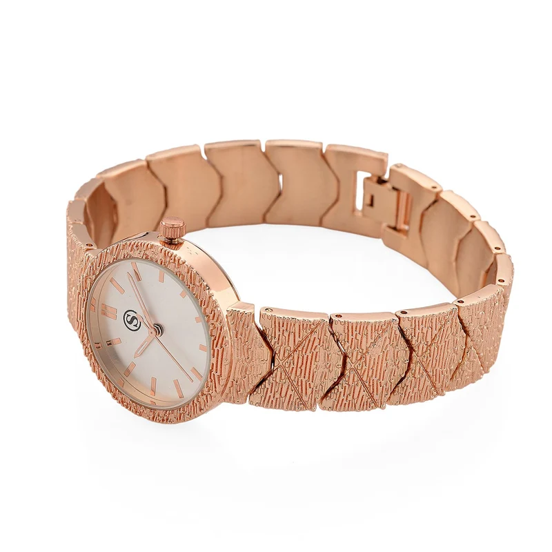 STRADA - Japanisches Uhrwerk, Weiß Zifferblatt mit Roségoldplattiertem Alloy Armband, 20 cm