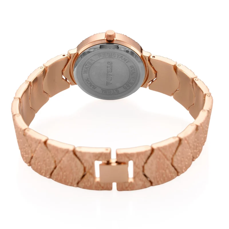 STRADA - Japanisches Uhrwerk, Weiß Zifferblatt mit Roségoldplattiertem Alloy Armband, 20 cm