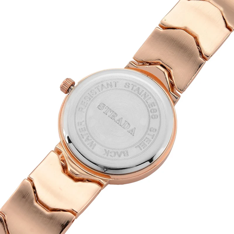 STRADA - Japanisches Uhrwerk, Weiß Zifferblatt mit Roségoldplattiertem Alloy Armband, 20 cm