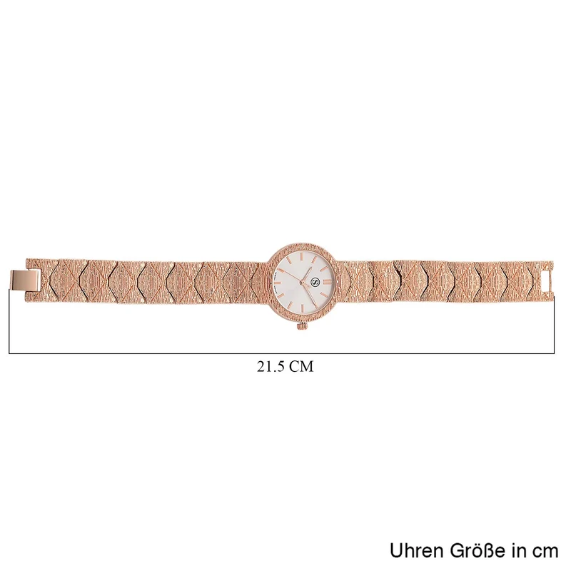 STRADA - Japanisches Uhrwerk, Weiß Zifferblatt mit Roségoldplattiertem Alloy Armband, 20 cm
