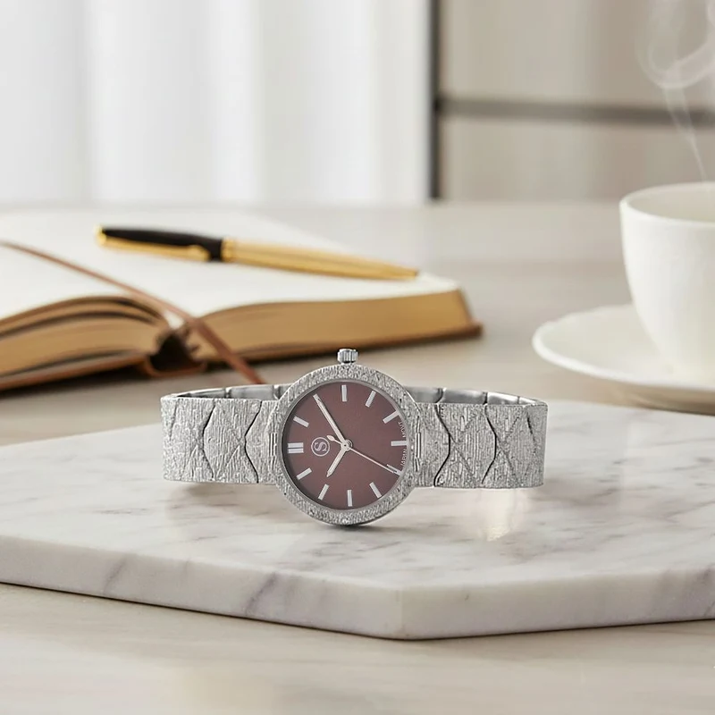 STRADA - Japanisches Uhrwerk, Weiß Zifferblatt mit Roségoldplattiertem Alloy Armband, 20 cm