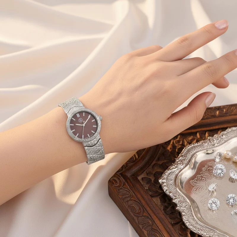 STRADA - Japanisches Uhrwerk, Weiß Zifferblatt mit Roségoldplattiertem Alloy Armband, 20 cm