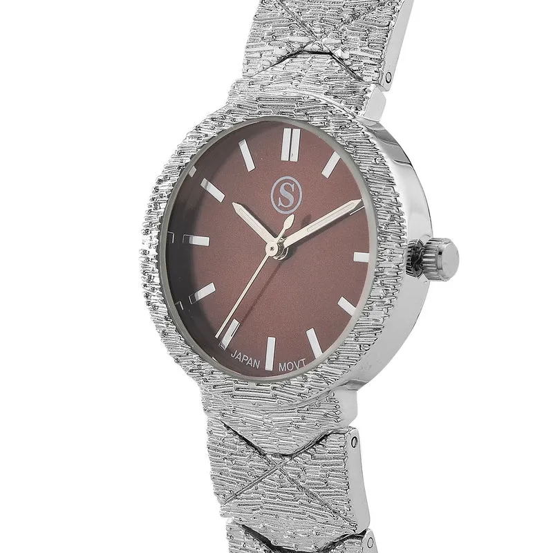 STRADA - Japanisches Uhrwerk, Weiß Zifferblatt mit Roségoldplattiertem Alloy Armband, 20 cm