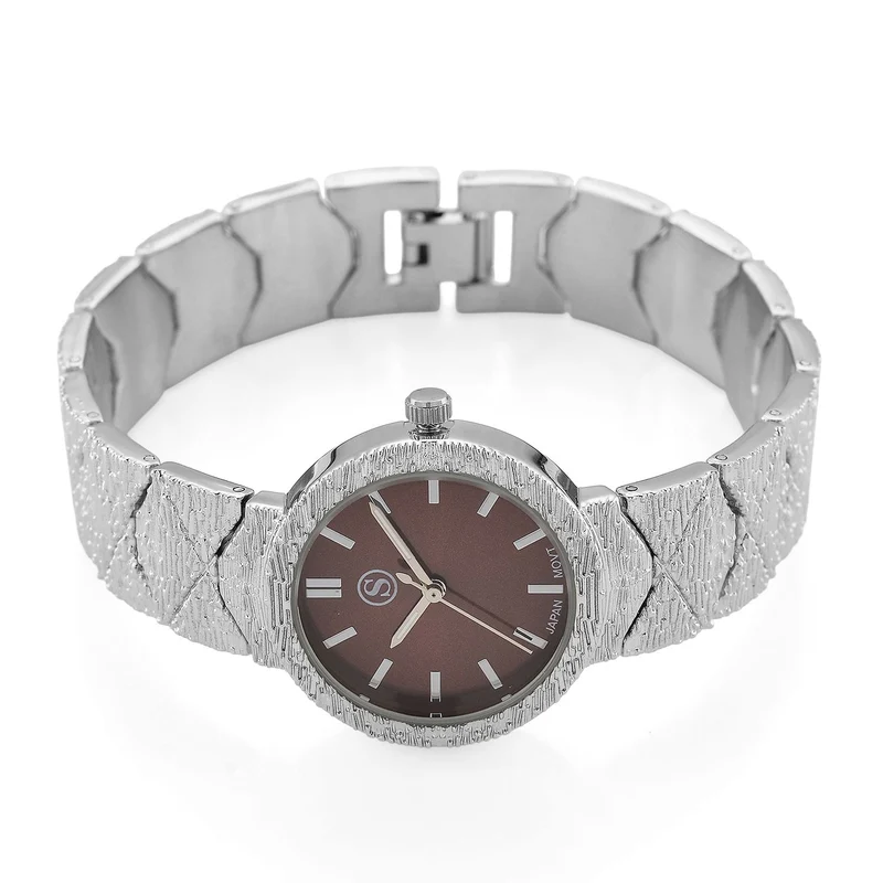 STRADA - Japanisches Uhrwerk, Weiß Zifferblatt mit Roségoldplattiertem Alloy Armband, 20 cm